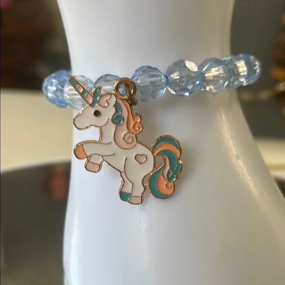 Unicorn Charm Kids Bracelet - Blue and Gold
